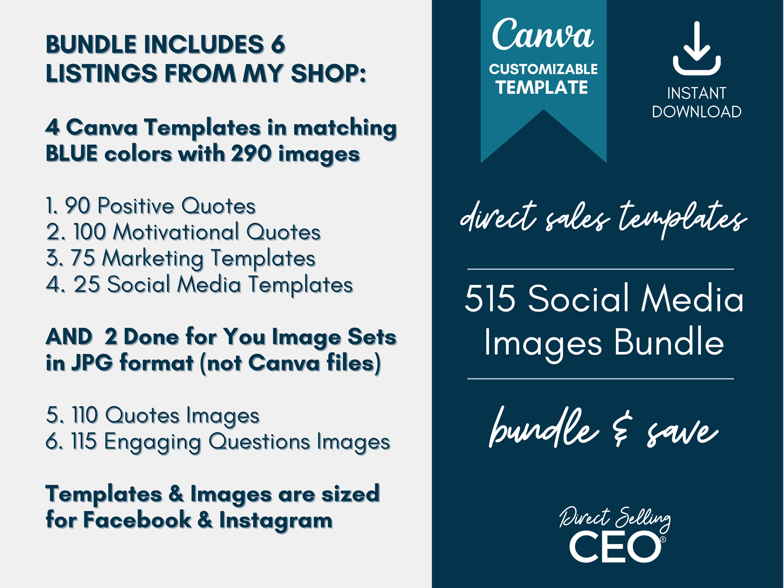 BUNDLE - 515 Social Media Images, Instagram Posts, Canva Templates ...