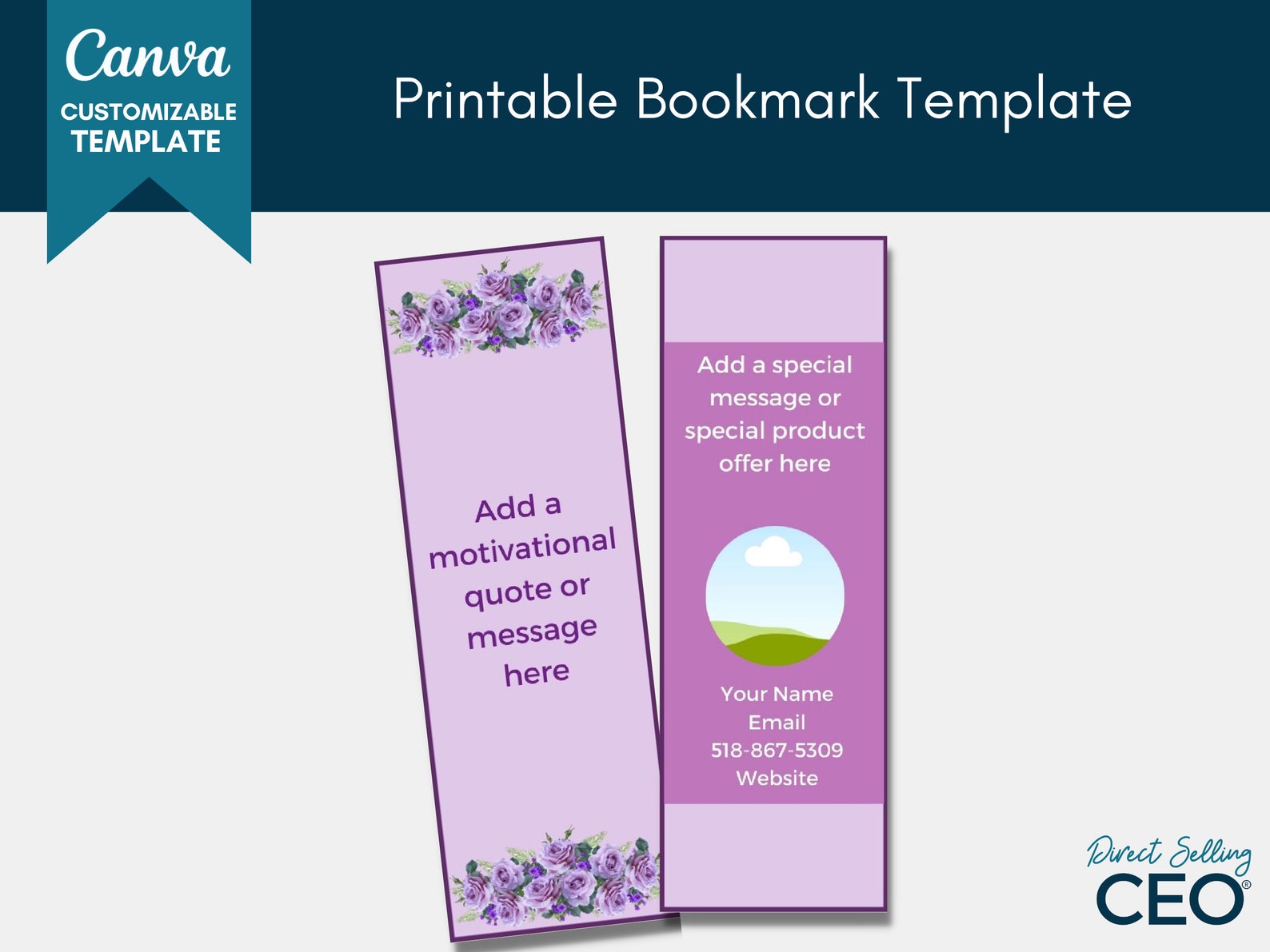 Direct Sales Editable Printable Bookmark Template, Canva Bookmark ...