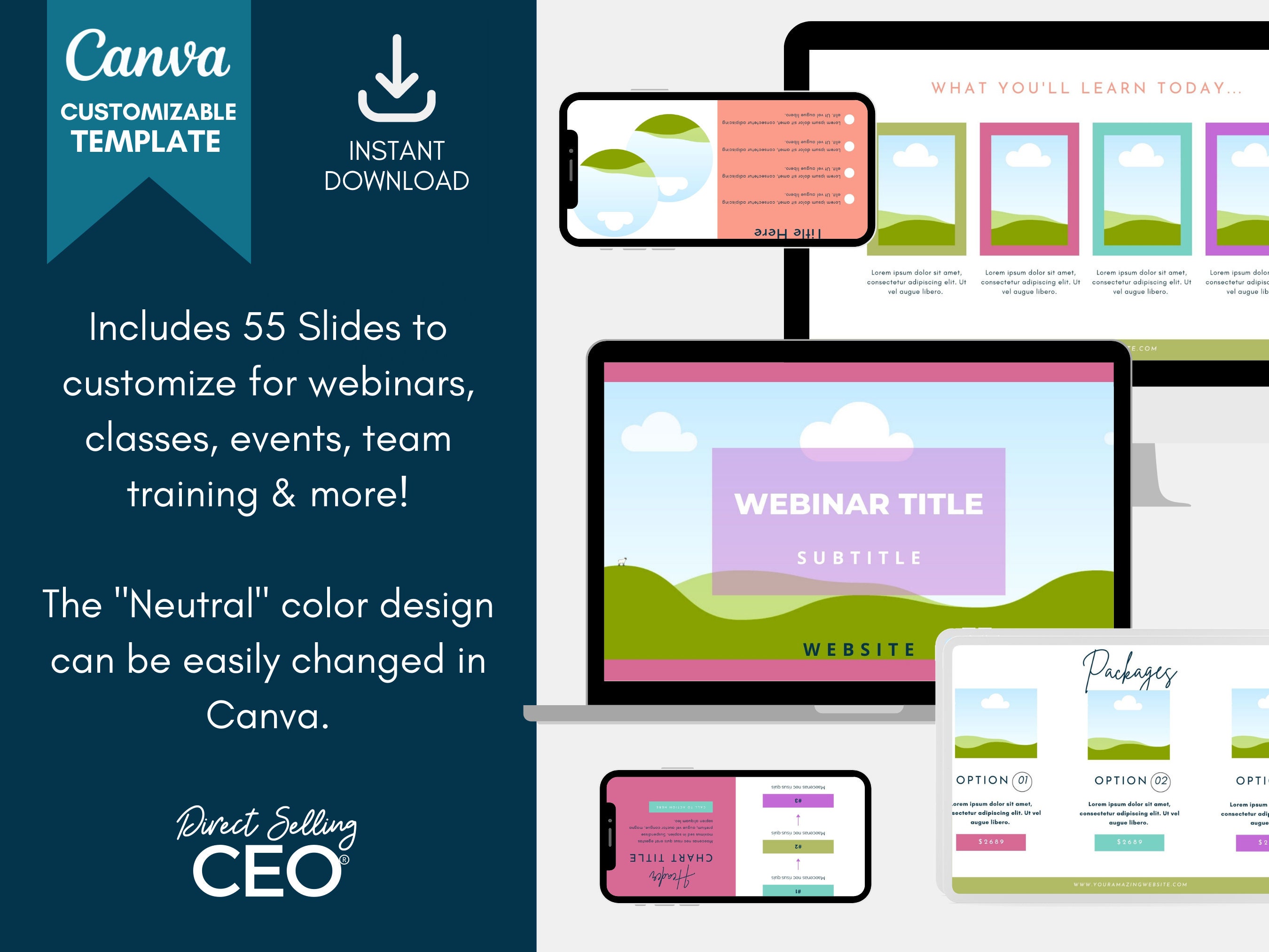 Slide Deck Canva Template, Canva Slide Deck, Webinar Template ...