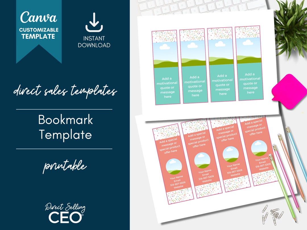 Direct Sales Editable Printable Bookmark Template, Canva Bookmark ...