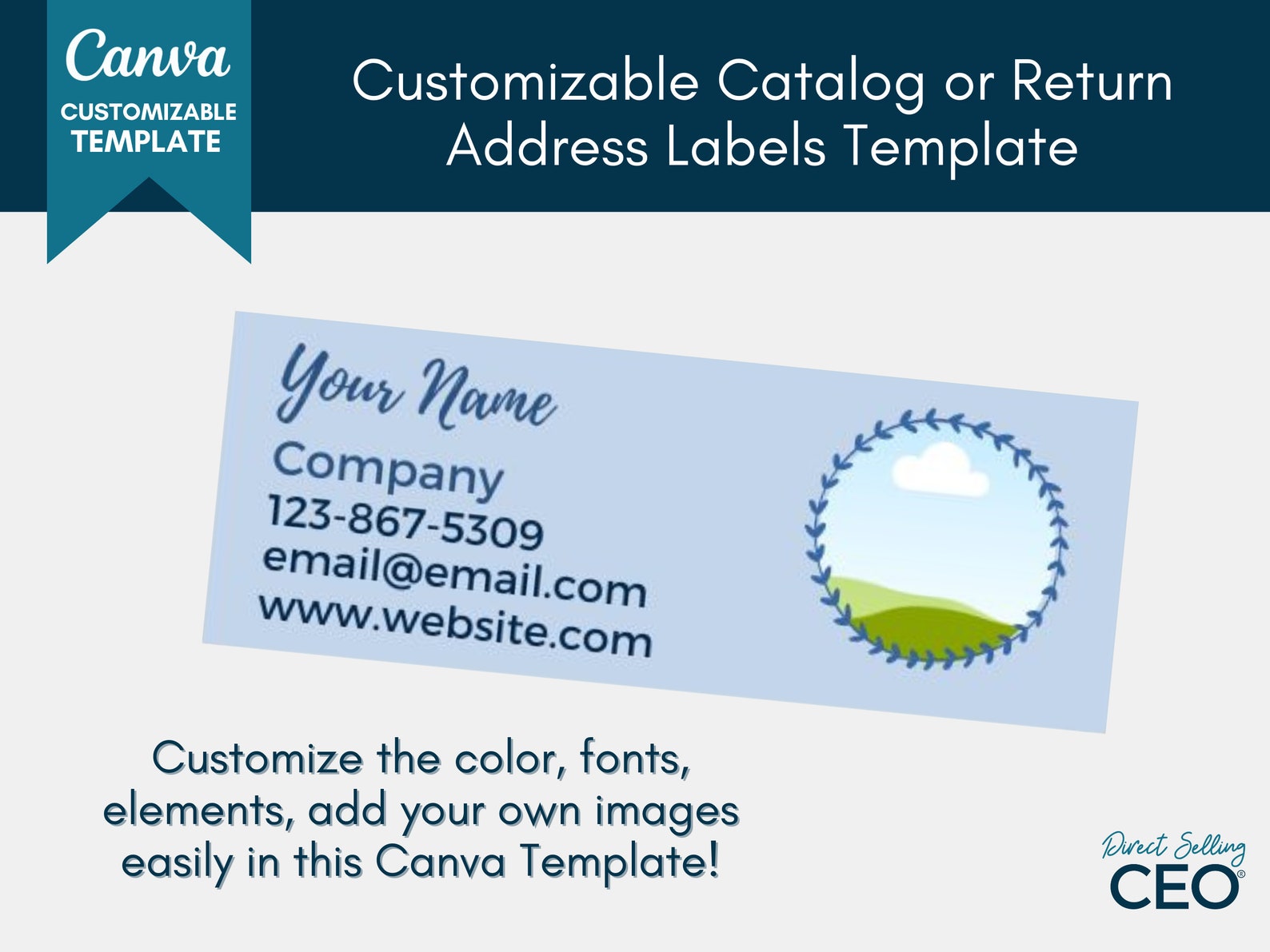 Customizable Catalog Label, Editable Address Label Canva Template