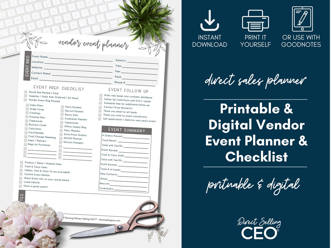 Vendor Event Checklist for Direct Sellers, Direct Sales Vendor Events ...