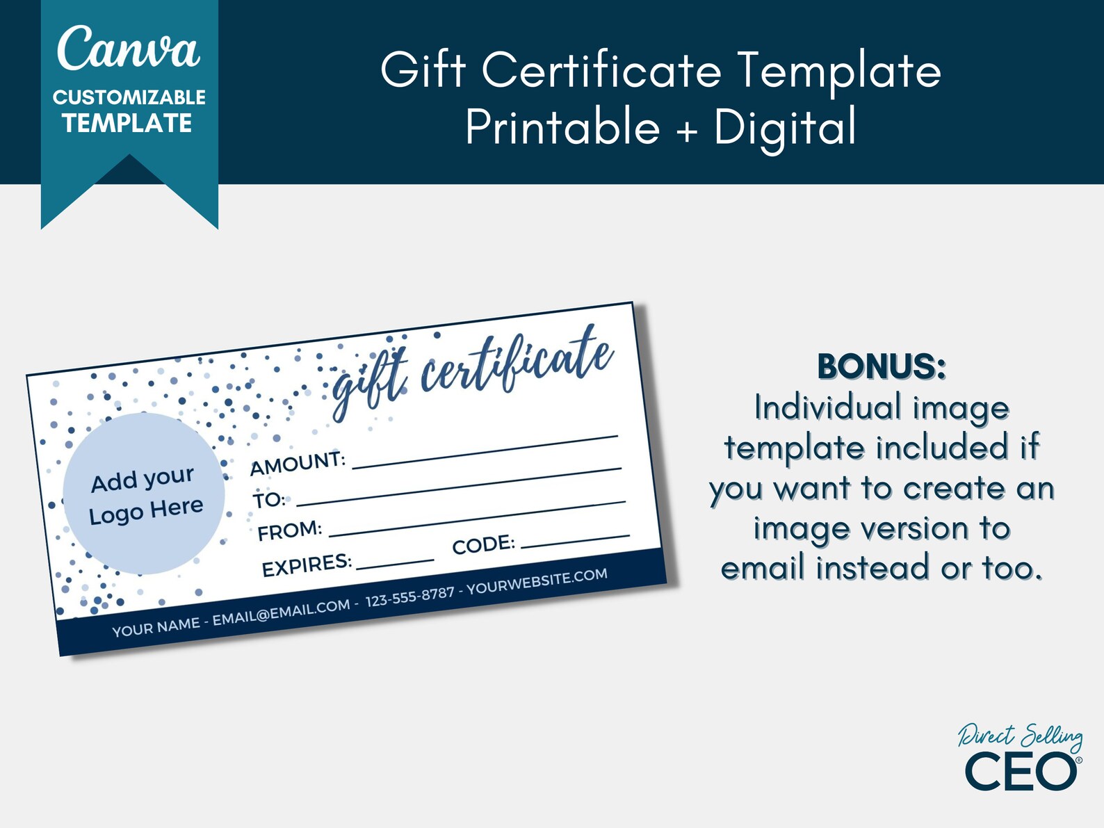 Direct Sales Gift Certificate Canva Template, Editable Gift Certificate