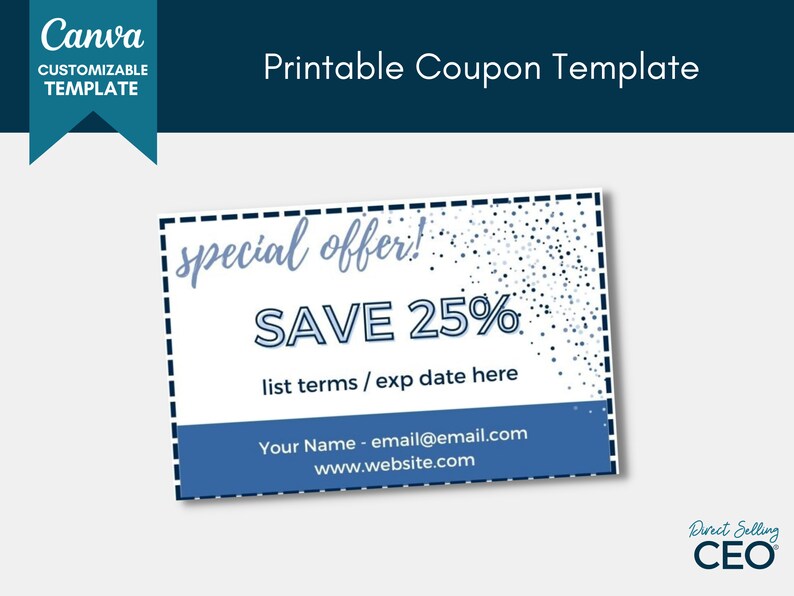 Direct Sales Editable Printable Coupon Template Canva Coupon Etsy