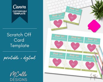 Modello di biglietto gratta e vinci quadrato, biglietto gratta e vinci stampabile, modello Canva per biglietto gratta e vinci, biglietto gratta e vinci modificabile, colori vivaci