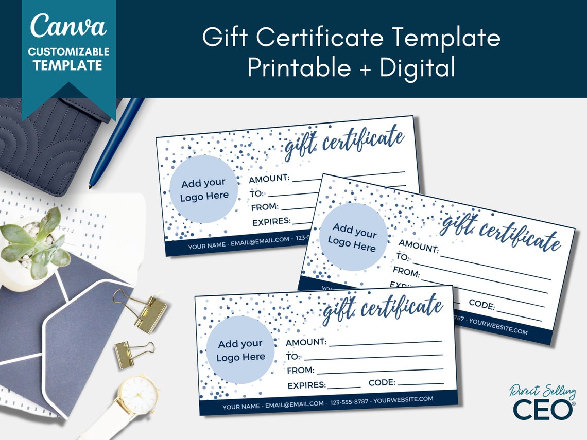 Direct Sales Gift Certificate Canva Template, Editable Gift Certificate