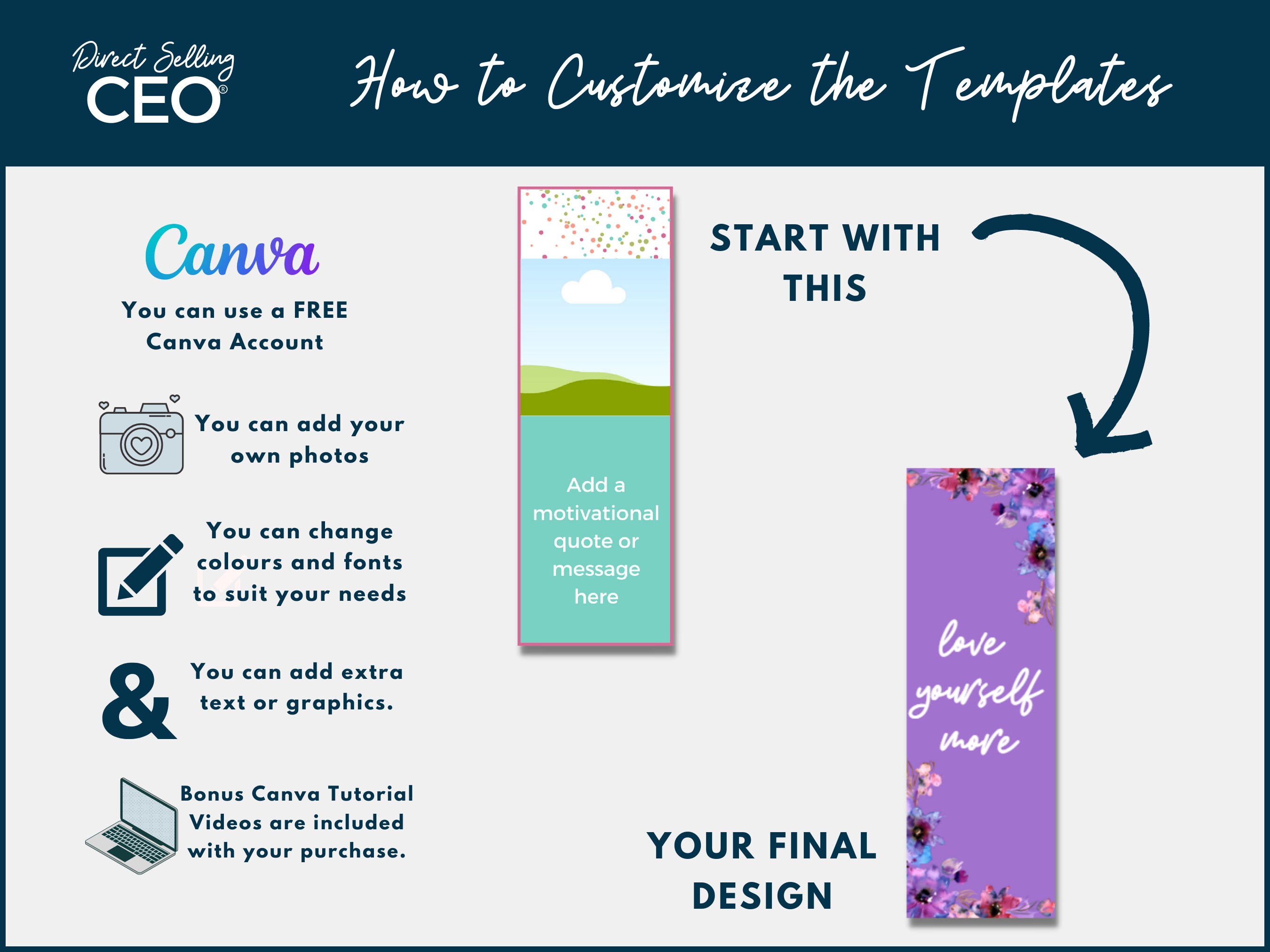 Direct Sales Editable Printable Bookmark Template, Canva Bookmark ...