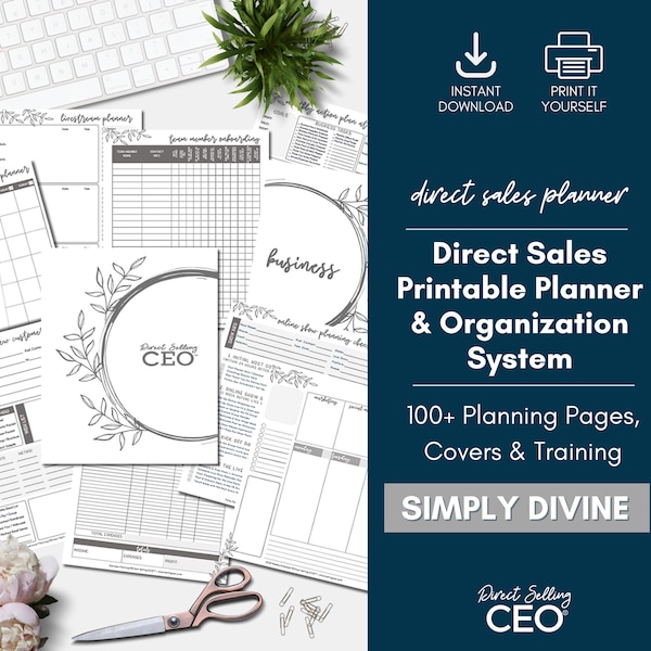 Direct Sales Printable Planner, Direct Sales Planner, Direct Sales Calendar, Network Marketing Planner, Gray, Simple Planner, Simply Divine