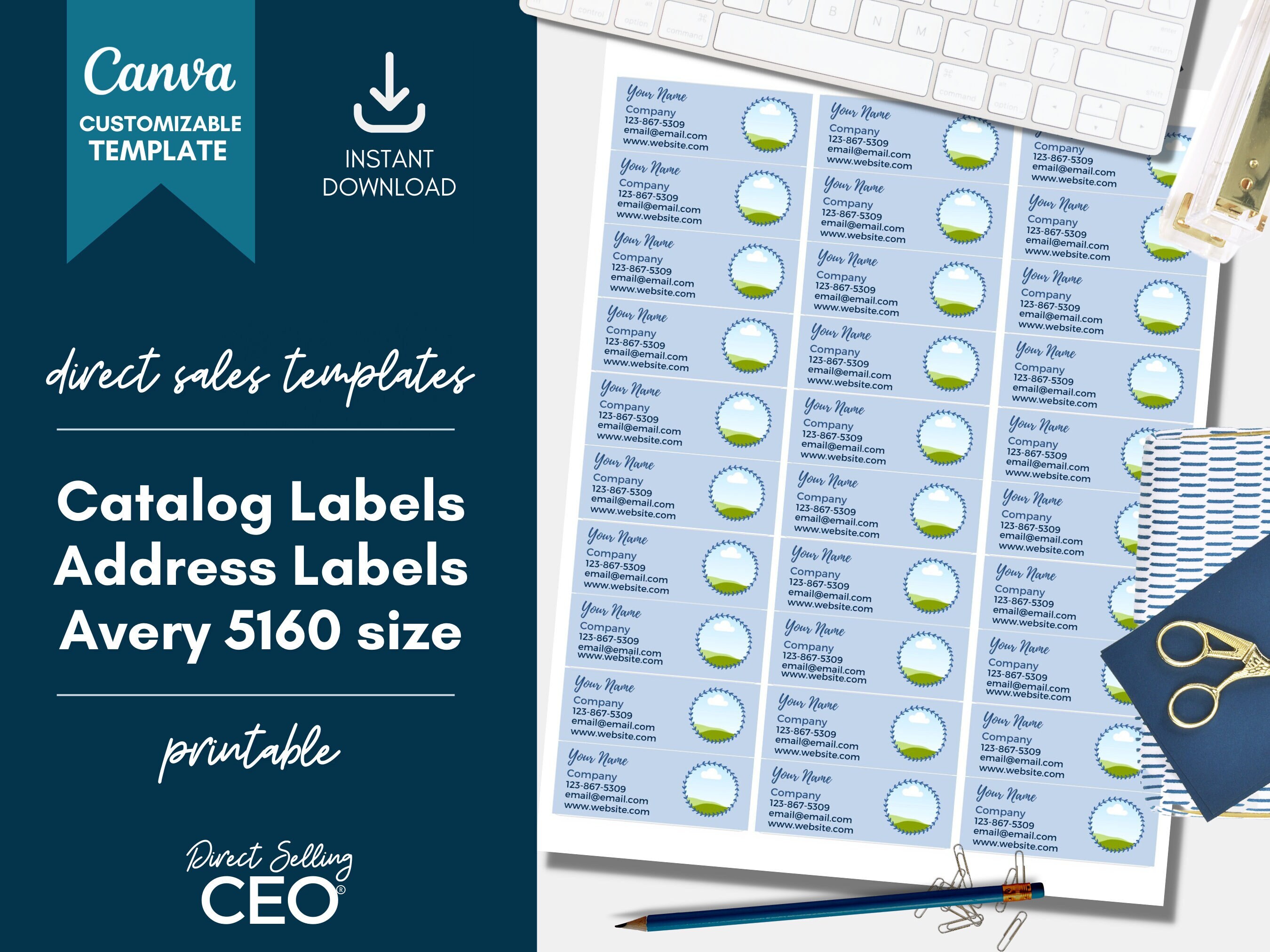 Customizable Catalog Label, Editable Address Label Canva Template