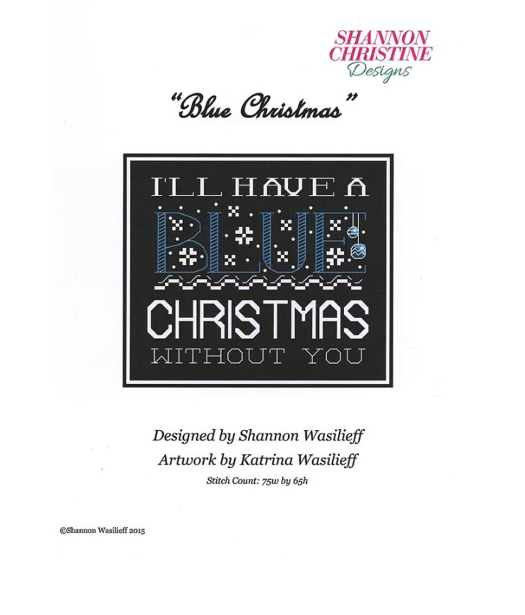 Blue Christmas Cross Stitch Pattern - Shannon Christine Designs - Etsy