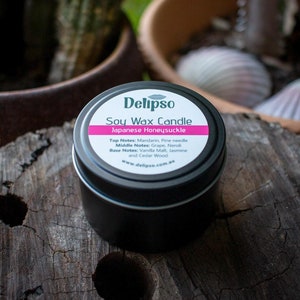 Japanese Honeysuckle Coconut Soy Candle, Hand Poured, Wooden Wick, Natural Soy Wax, Fresh, Artisan, Handmade Gift, Christmas, Summer Holiday