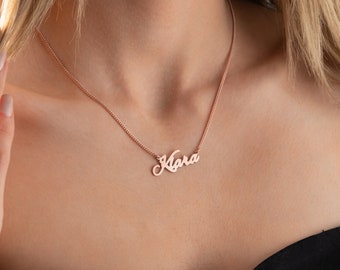 Personalized Name Necklace, Sterling Silver Name Necklace with Curb Chain, Custom Gold Name Necklace, Bridesmaid Gifts, Gift For Her