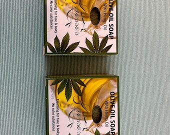 2 Pack - Pure Traditional Olive Oil Soap With Hemp Oil - Knossos - 120 gr bar