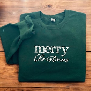 Embroidered Merry Christmas Sweatshirt, Embroidered Christmas Sweater, Merry Christmas, Christmas Gift Idea, Floral Merry Christmas
