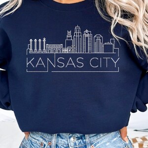 Embroidered Kansas City Skyline Sweatshirt: Unisex Crewneck image 1