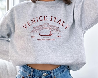 Embroidered Venice Italy Sweatshirt: Unisex Travel Crewneck