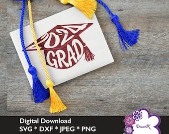 Celebrate with Style - Red and White 2024 Graduation Cap and Tassel - Grad High School Senior Year Cap and Gown SVG Instant Download