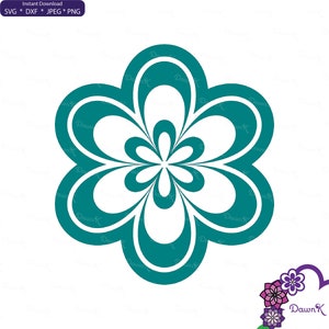 Teal Flower Svg, Teal Flower Png, Colored Flower Svg, Layered Flower ...