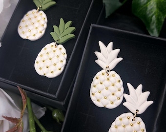 Pineapple Earrings · Tropical Fruit Jewelry · Handmade Polymer Clay Summer Gift