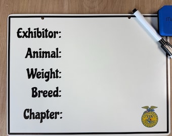 FFA 4H Livestock Show Whiteboard Sign | Reusable Stall Template