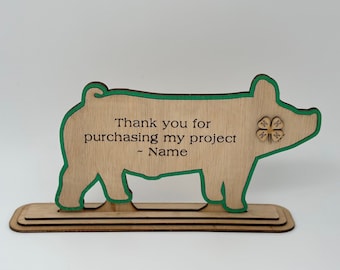 Custom Wooden Pig Award: Livestock Show Buyer Gift, 4H Sponsor Trophy