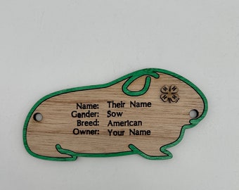 5" Cavy cage tag pen stall name plate label for livestock shows Guinea Pig