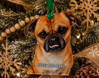 Custom Pet Photo Christmas Ornament, Personalized Acrylic Keepsake, Pet Memorial Gift