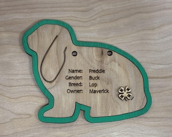 Laser Engraved Rabbit Cage Tag: Holland Lop, Mini Lop Name Plate for Shows