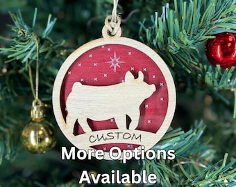 Pig Ornaments for Christmas, Thank you gift, Buyers Gift idea or 4H Club, livestock, animal, farm, rustic, wooden