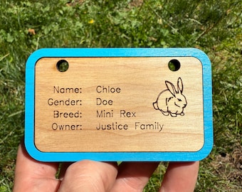 Personalized Wooden Cage Tag: Small Animal Show Nameplate