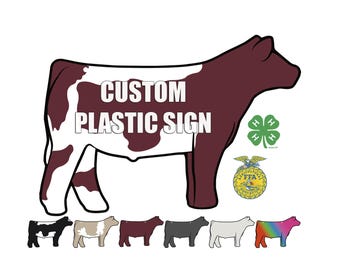 Plastic Market Steer Stall Sign and Customizable Buyer Gift for Market Cattle