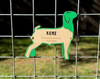 Customizable Boer Goat Stall Tag: Laser Engraved Market Fair Livestock Sign