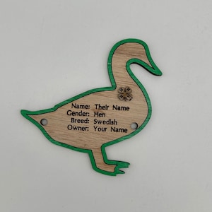 5&quot; Duck cage tag pen stall name plate label for livestock shows Water Fowl Bird