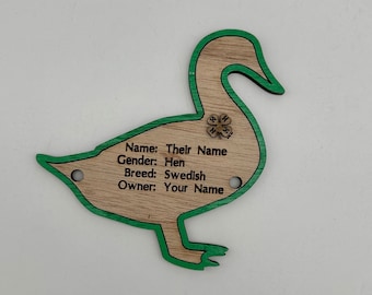 Duck Cage Tag: 5" Livestock Show Pen Name Plate
