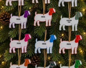 Boer Doe Goat Christmas Ornament – 2026 Goat Ornament – Personalized Boer Goat Gift – Livestock Show Christmas Gift