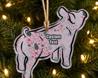 Personalized Pig Christmas Ornament | Custom Livestock Ornament | Show Pig Gift