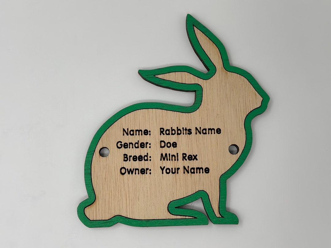 5 Rabbit Cage Tag Pen Stall Name Plate Label for Livestock Shows Bunny