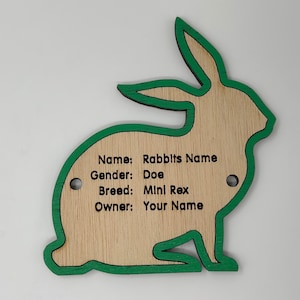 5&quot; Rabbit cage tag pen stall name plate label for livestock shows bunny hutch
