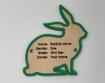 Rabbit cage tag pen stall name plate label for livestock shows bunny hutch