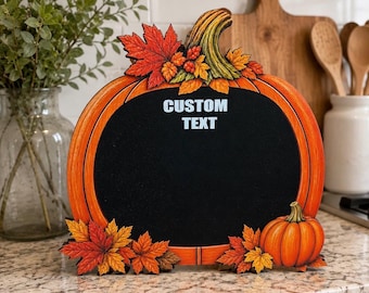 Personalized Pumpkin Chalkboard Sign | Fall Farmhouse Decor | Custom Thanksgiving Sign | Autumn Kitchen & Entryway Decor