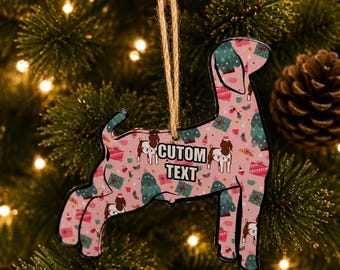 Personalized Goat Christmas Ornament, Custom Livestock Ornament, Goat Show Gift, 4-H Christmas Gift, Farm Animal Ornament solid color