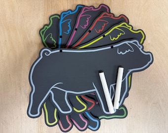 Chalk Duroc Market Hog Stall Sign: Reusable Livestock Show Pig Barrow