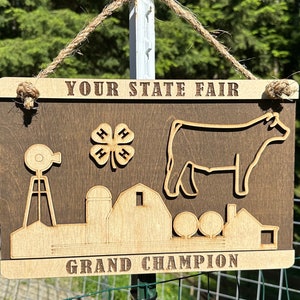 Livestock Show Award for Type, Showmanship, Jackpot, County Fair, State, Goat, Lamb, Steer, Angus, Rabbit, Grand Chanpion 4H 4-H Trophy Open