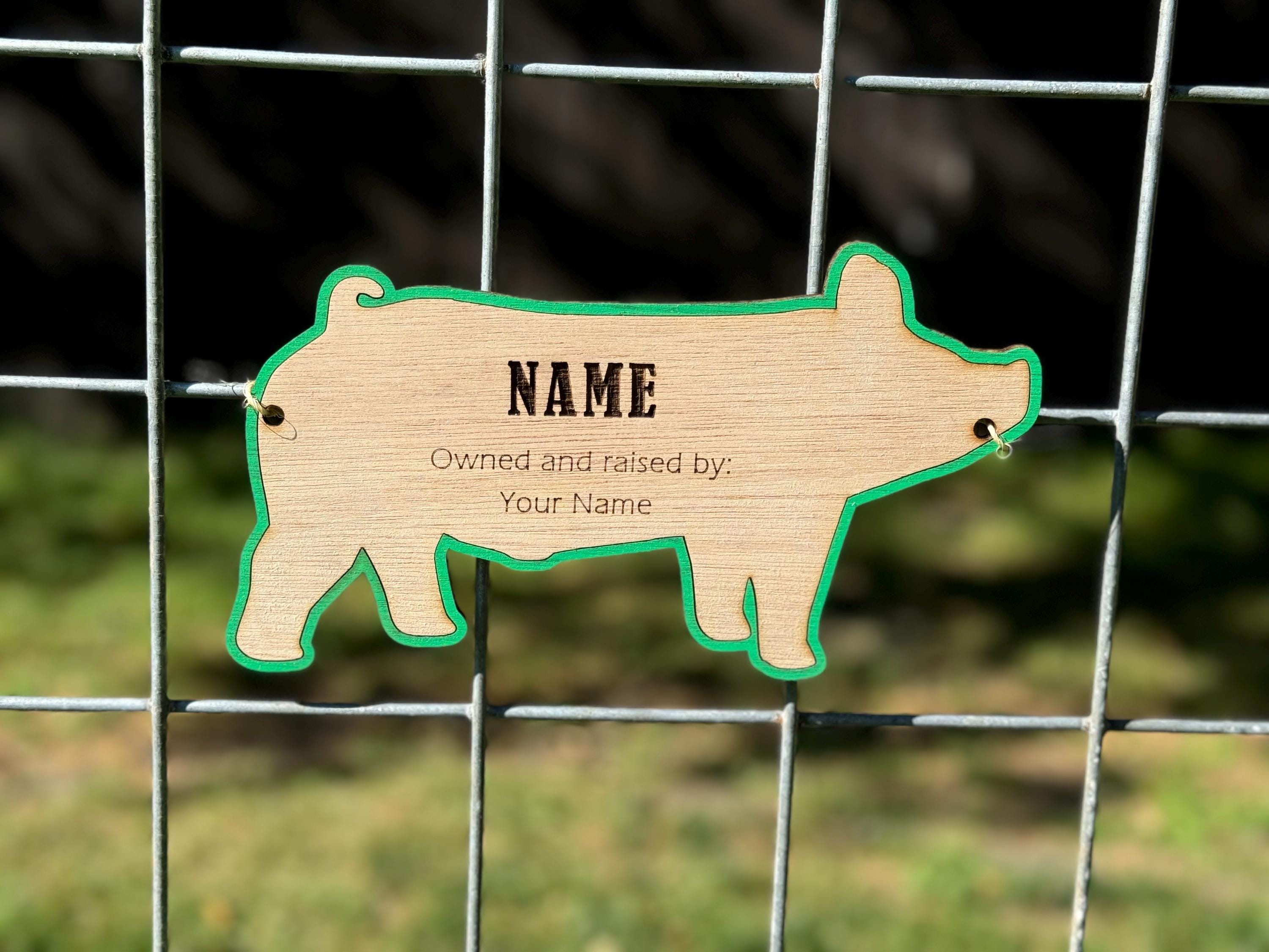 Customizable Pig Hog Stall Tag or Name Plate Label for Fairs and ...