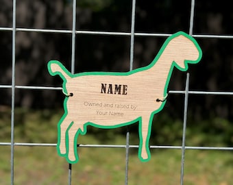 Customizable Nubian Goat Stall tag or name plate label for fairs and livestock shows