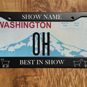 Livestock show award license plate cover for farm animal lovers and unique show awards