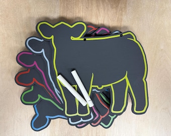 Chalk Market steer or cattle stall sign for livestock shows or county fairs