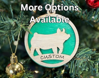 Pig Ornaments for Christmas, livestock, animal, farm, rustic, wooden, gift idea, hog boar sow swine barrow thank you gift or buyer gift