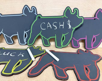 Chalk hog stall sign for livestock shows or county fairs market hog pig barrow