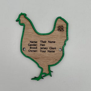 5" Chicken cage tag pen stall name plate label for livestock shows Hen Bird poultry